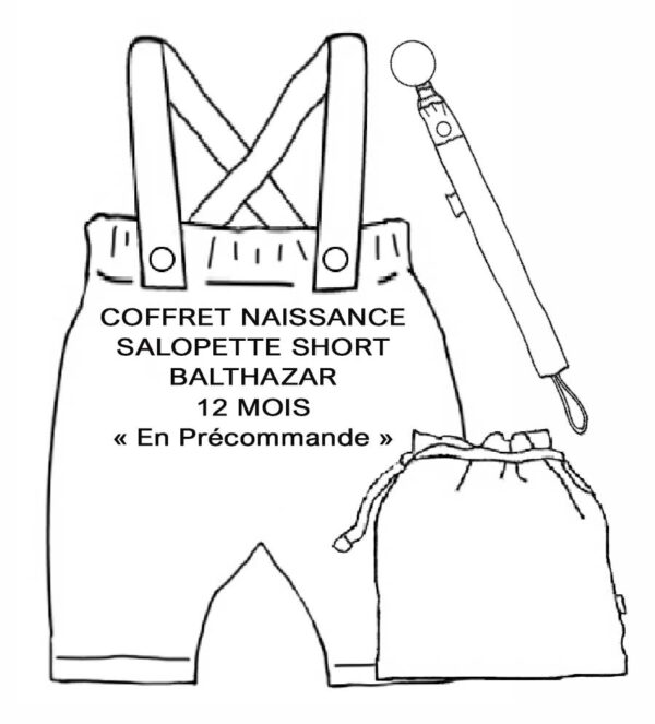 Coffret Naissance Salopette short BALTHAZAR - 12 mois
